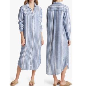 Frank & Eileen Blue and White Striped Long Sleeve Dress